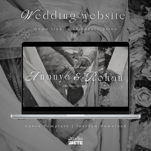 Indian Hindu Wedding Website Template, Modern Minimalist Design, Editable Canva Invite (Digital Download)
