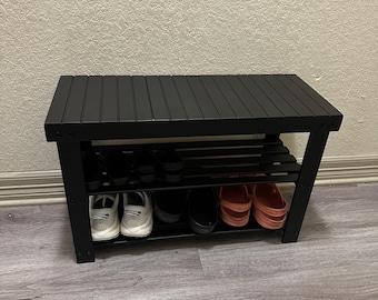 Bamboo Shoe Rack Bench, 3 Tier Entryway Organizer, Wooden Shoe Stand, Bedroom Living Room