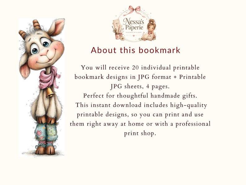 20 Farm Animals Bookmarks Printable Set, Cow Pig Chicken Sheep Horse ...