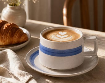 Juego de taza y platillo de cerámica hechos a mano, taza de cerámica japonesa, taza de espresso, taza de té minimalista, taza de café rústica, regalo para amantes del café
