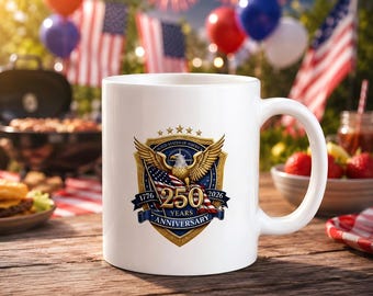 Taza del 250 aniversario de Estados Unidos, taza de café con águila patriótica, taza de celebración de los 250 años de EE. UU., regalo del Día de la Independencia, taza de cerámica de 325 ml.