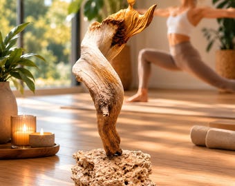 Escultura única de madera flotante, regalo personalizado grabado, arte en madera natural fragante, decoración para meditación, acento para el hogar zen