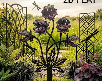 Carnivorous Plant Metal Garden Stake, Venus Flytrap Decor, Gothic