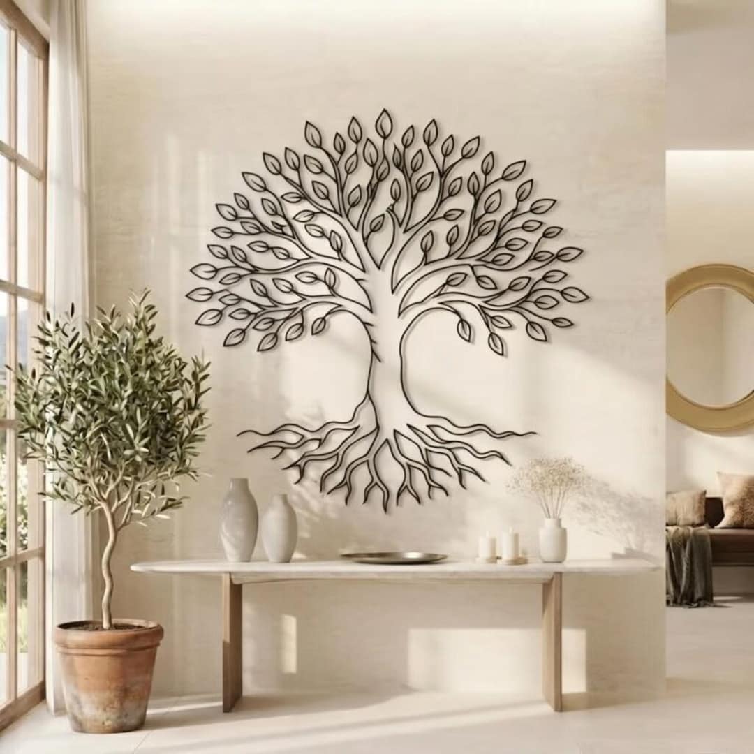 Tree of Life Metal Wall Art, Minimalist Tree Metal Sign, Modern Nature ...