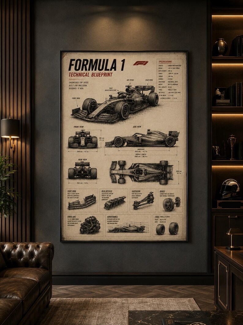 Formula 1 Technical Blueprint Poster - Etsy Canada