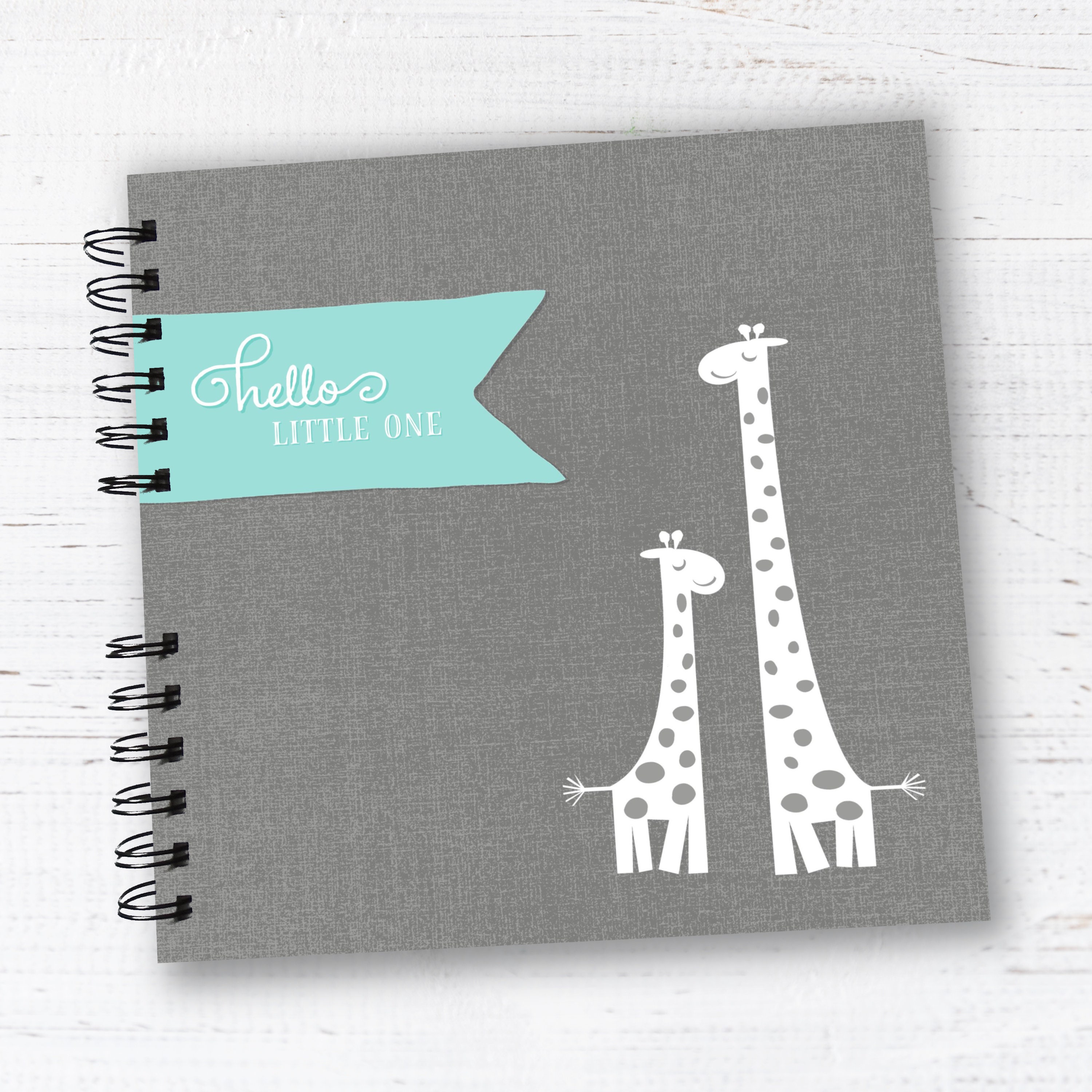 Baby Book Baby Memory Album Blue Grey Giraffes Etsy