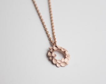 Floral wreath 925 silver Rose gold-plated small Necklace