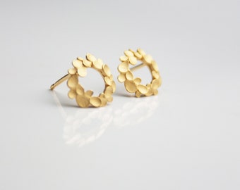 Floral wreath small Silver gold-plated Earrings