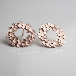 Floral wreath Earrings Rose-gold plated image 2