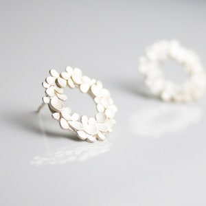 Silver Floral Wreath Earrings image 2