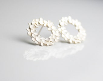 Silver Floral Wreath Earrings