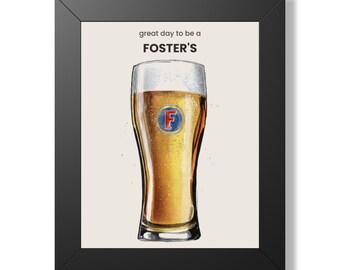 Lámina enmarcada de una pinta de cerveza Foster's – Decoración de pared de pub vintage