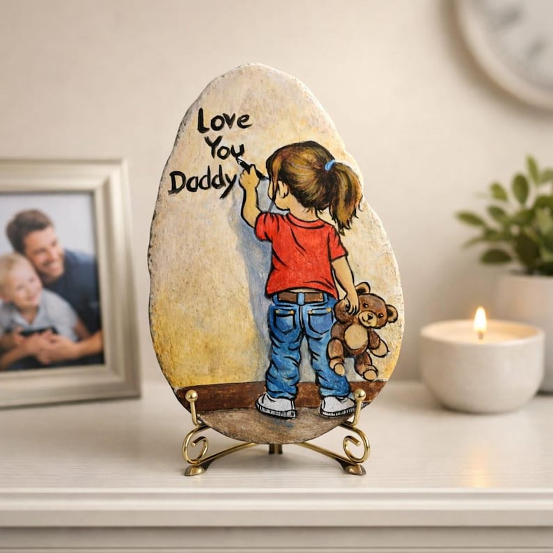 Love You Daddy - Dad Gift on Stone – Hand‑painted Gift for Dad - Father ...