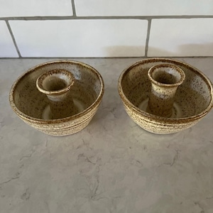 Pair of Studio Pottery Candle Holders