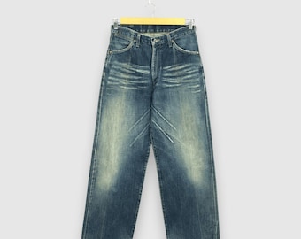 W31 Vintage Wrangler Selvedge Jeans, 90s Womens High Waisted Pants, Wrangler Faded Mud Wash Redline Ripped Denim, Mom Jeans Size 31x34