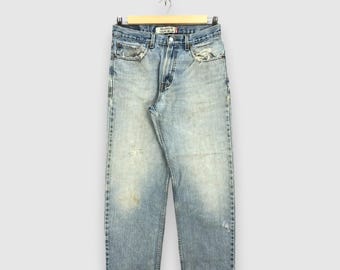 W32 Levi's Vintage Desteñido Lavado Claro Denim Años 2000 Levis Desgastado Pantalones Rasgados Clásicos Mujer Levis Jeans Girlfriend de Cintura Alta Talla 32x29