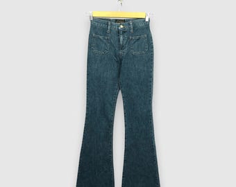 W27 Vintage NWT 90s Studio D'Artisan Bush Pants Flare Jeans Japanese Womens High Waisted Bell Bottom Harajuku Girlfriend Denim Size 27x34