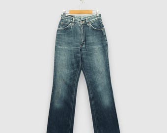 W25 Vintage Lee Riders Flare Faded Jeans 90s Womens High Rise Bell Bottom Pants Lee Western Cowboys Light Wash Girlfriend Denim Size 25x31
