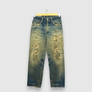 W30 Vintage Hollywood Ranch Market Mud Wash Jeans 90s High Rise Womens Pants HRM Button Fly Faded Stone Wash Denim Mom Jeans Size 30x29