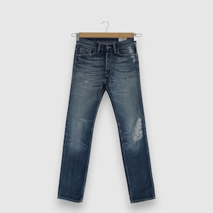 W29 Vintage Y2K Diesel Distressed Blue Denim Diesel Faded Jeans Skinny Pants Men Mid Rise Button Fly Grunge Punk Trousers Size 29x33