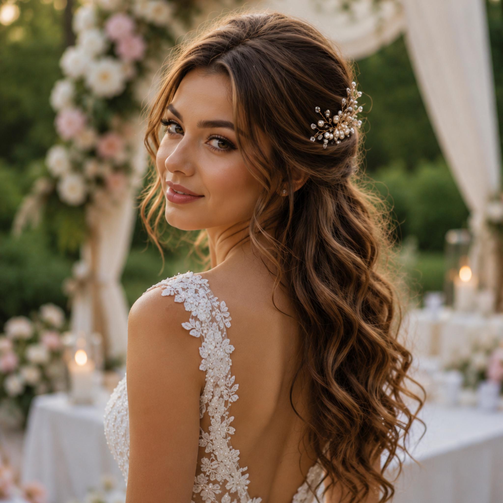 Bridal Pearl HairComb, Crystal Wedding HairPiece, Bridals Bun Accessory, Pearls HairPin, Elegant Bride Headpiece, Boho Headpiece,Brides Comb