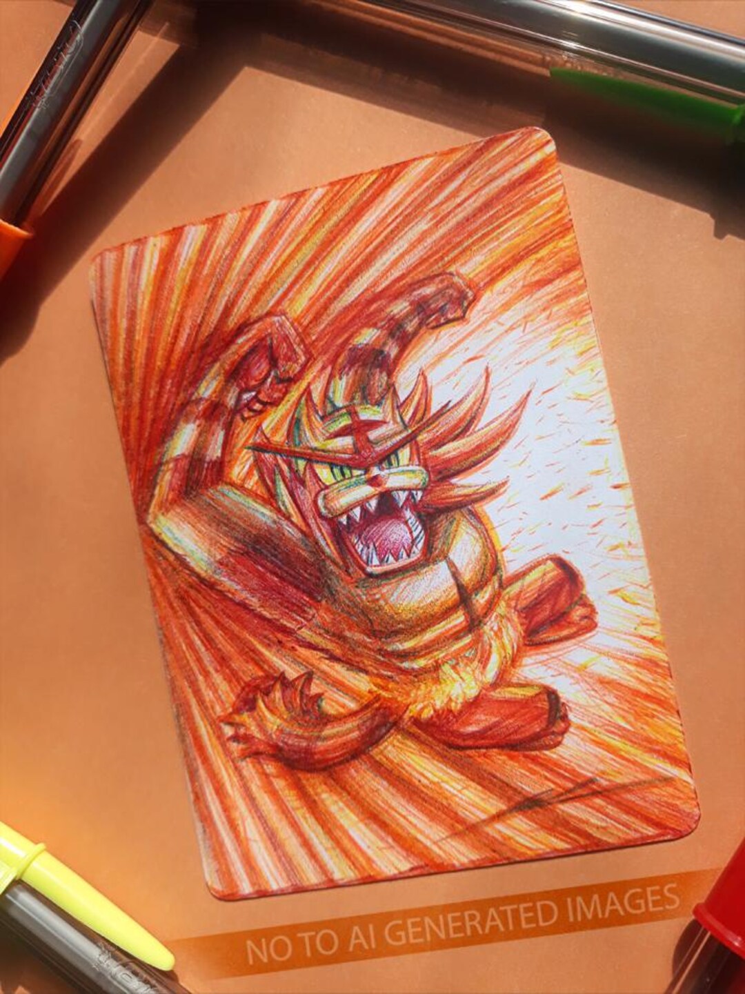 Pink Ink Incineroar Original Pen Art Incineroar Pokemon TCG ACEO Card Art, Hand-drawn Pen ...
