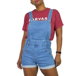 Vintage Denim Bib Overalls Shorts: 80s Blossom Jeans, XS