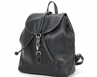 Backpack- Coach Black Leather Mini Daypack With Top Handle and