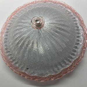 Vintage Murano Glass Flush Mount Ceiling Light – Barovier & Toso Style – Pink Clear Art Glass – Italian Ceiling Lamp 1980s