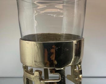 David Marshall Ice Bucket – Sculptural Brass & Glass Champagne Cooler, Signed (Spain, 1970s–80s)