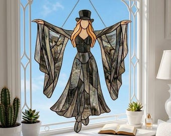 Queen of Rock Dancing Suncatcher, Vintage 90s Inspired Window Ornament