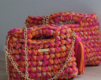 Sac au crochet "LÉNA" handmade, fait main en tissu