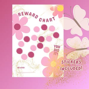 Tabella dei premi con margherite per bambini, tracker con adesivi floreali, divertente tabella degli adesivi per la routine quotidiana per ragazze, tabella del comportamento