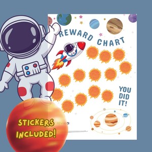 Space Reward Chart for Kids, Printable Galaxy Behaviour Tracker Astronauts, Rockets & Planets, Motivational Sticker Chart for Children