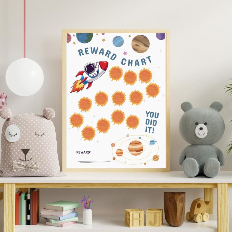 Rewards Stickers Rockets Space Reward Chart for Kids, Printable Galaxy Behaviour Tracker ...