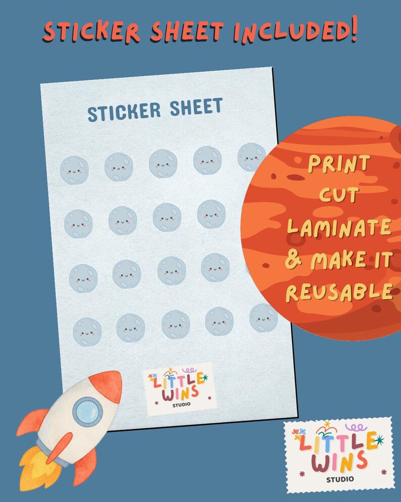 Rewards Stickers Rockets Space Reward Chart for Kids, Printable Galaxy Behaviour Tracker ...