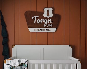 Personalized National Park Wood Sign | Neutral Nursery Decor | National Park Sign | Custom Laser Cut Wood Sign
