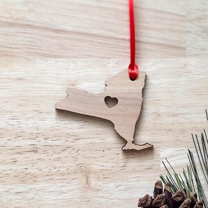 New York State Heart Cutout Ornament | New York Ornament | NY Ornament | Hand Lettered Ornament