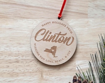 Holiday Greetings from Clinton NY Ornament | Upstate New York Ornament | Hamilton College | Clinton New York