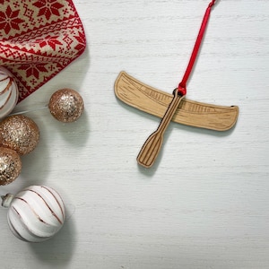Canoe & Paddle Wood Ornament | Adventure Ornament | Lake Life