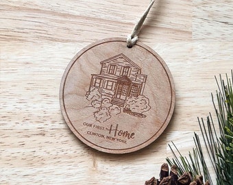 Custom House Drawing Wooden Ornament | New House Ornament | Housewarming Gift | Realtor Closing Ornament
