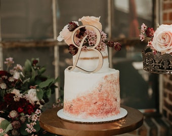 Custom Hand Lettered Wooden Cake Topper