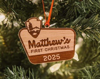 Custom Baby's First Christmas Ornament | National Park Inspired Wood Ornament