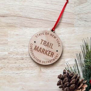 Trail Marker Christmas Wood Ornament | Christmas Ornament | ADK NY Ornament