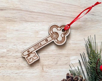 Utica Key New York Ornament | Wood Ornament | Oneida County New York | Upstate NY Christmas