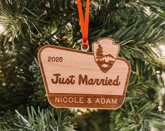 Just Married National Park Ornament | Adventure Couple National Park Style