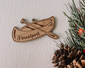 Personalized Canoe Custom Wood Ornament