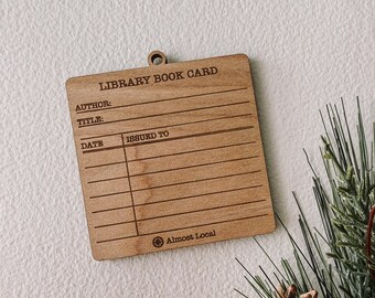 Personalized Library Book Card Custom Wood Ornament