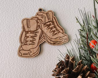 Hiking Boots Wood Ornament