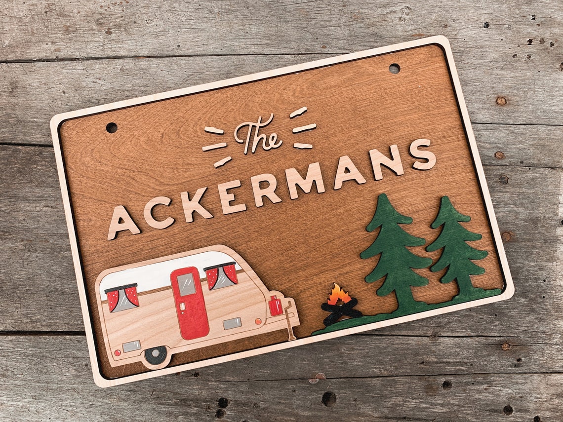 Personalized Wood Camp Sign Laser Cut Campsite Decor up | Etsy